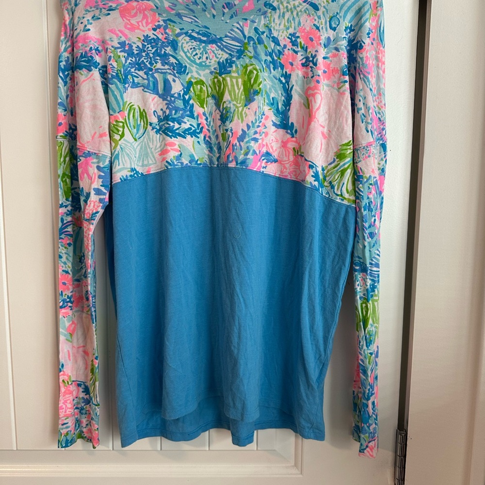 Lilly Pulitzer Floral Long Sleeve Top - Blue and Pink